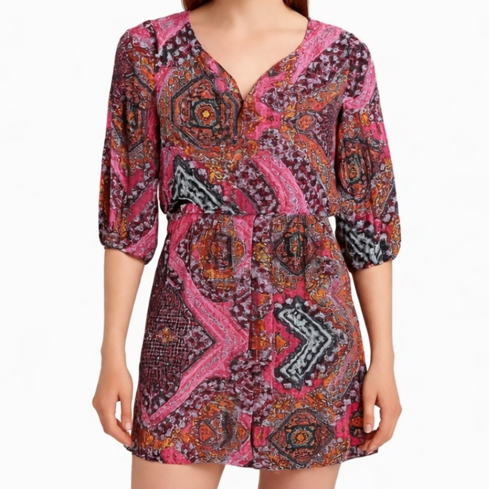 Kalijati Multicolored Indie Bohemian Geometric Summer Midi Sz Sm